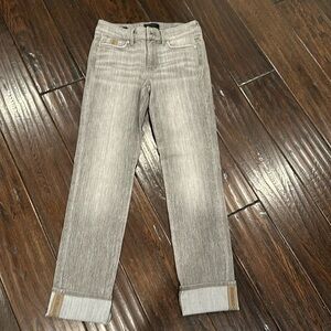 WHBM Mid-Rise Slim Jeans With Suede Embellished Trim
